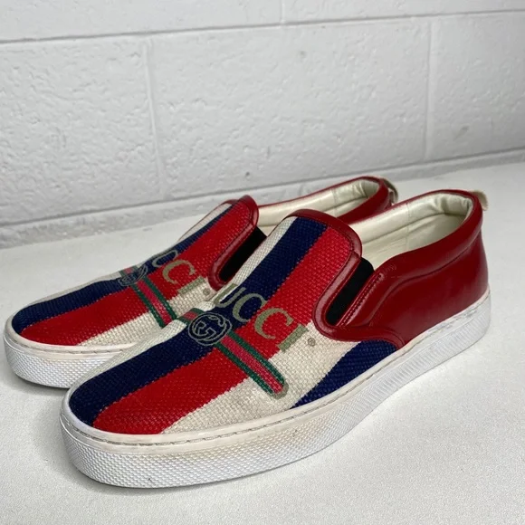 Gucci logo Sylvie slip-on sneakers men’s size 8 - Picture 3 of 12